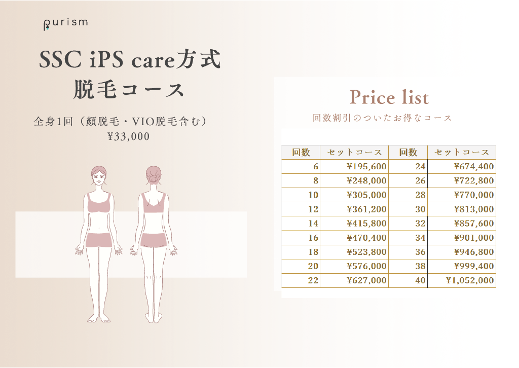 Purism（ピュリズム）シルク美肌脱毛の料金プランと費用一覧
